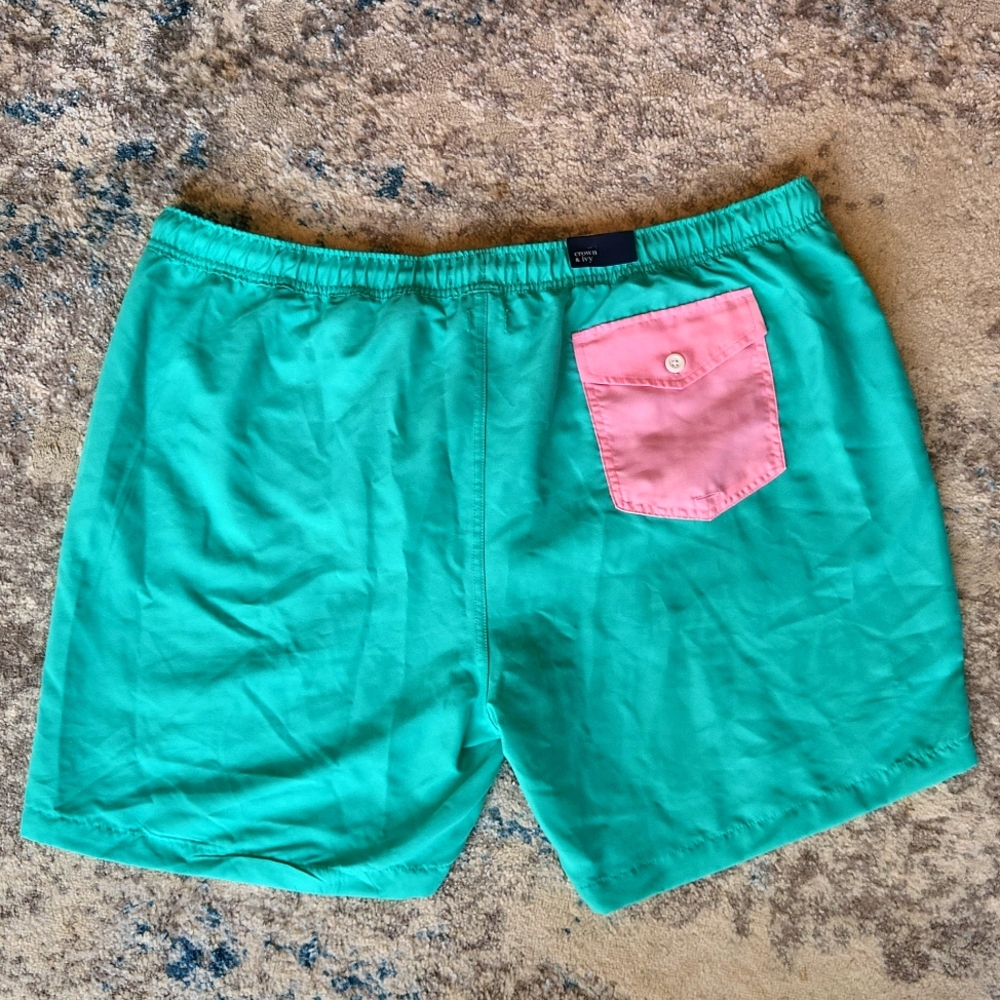 Crown & Ivy™ Men's‎ Size XXL 7" Solid Swim Trunks Turquoise Beach NWT - Picture 3 of 5